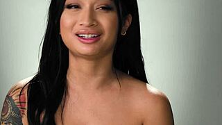 Avery Black, small tits Asian milf, masturbates after interview. 😍