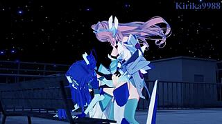 Tsubasa And Kanade Engage In Intense Futanari Lesbian Sex.