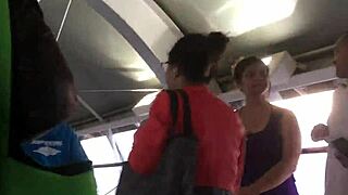 touching brown nylon jacket of chubby girl on street!