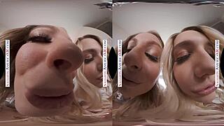 Two chicks at once in VR? Kenna James and Veronica Weston get naughty!