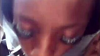 Ebony Chick Sloppily Sucks White Cock for Interracial Cumshot