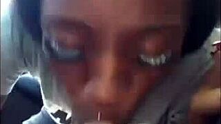 Ebony Chick Sloppily Sucks White Cock for Interracial Cumshot