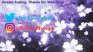 sexy nympho slut cumming hard with vibrator on live stream in fishnets