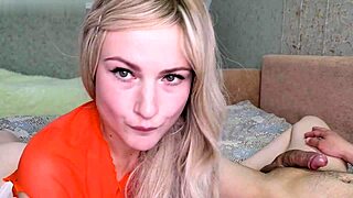 HOT BLONDE SUCKS BIG COCK UNTIL CUM!