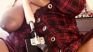 Does the big titty bbw slut get fucked by the machine?