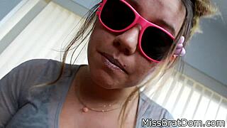 Brat uses strapon to fuck guy in POV.