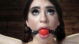Pale Brunette Suspended In Hogtie