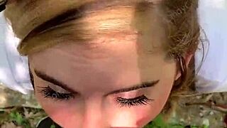 random jogger gets deepthroat on hiking trail pov with brunette and blonde teens 😍