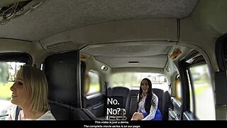 Lesbians in car with wet pussies.