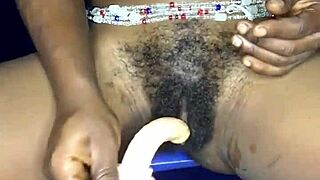 that sexy ebony from ghana masturbates with dildo in anal and pussy 😍