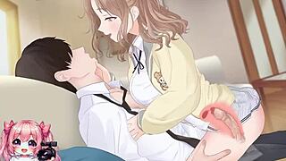 In this hentai story, a hot college coed rides and jerks off for a massive cumshot.