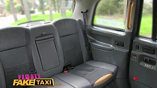 Horny lesbians feast on wet pussy in fake taxi