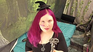 A beautiful BBW witch on Halloween wants you to worship her large penis