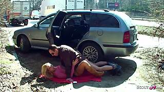 real teen 18+ gets banged outdoor on parking spot by client
