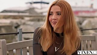 Hot babes share a cock after a daring heist