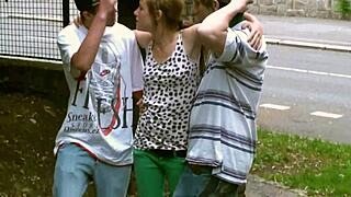 Cute Teen 18+ Alexis Crystal Banged in Public Threesome