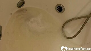 brunette girlfriend shaves her hairy pussy in shower