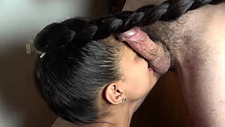Stifling my step sister with her own hair and tits