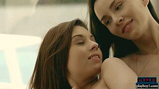 four lesbian girlfriends relax on the beach with striptease fun