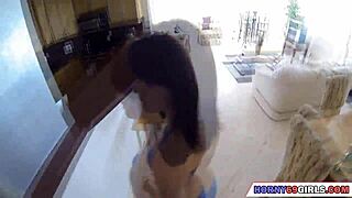 seducing this cute babe with small tits in public.