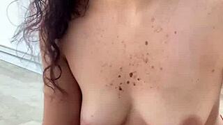 training hairy beaver with dildo for wet fucking