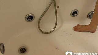 brunette girlfriend shaves her hairy pussy in shower