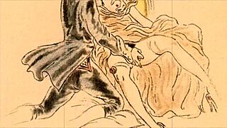 vintage erotic illustration from antique hentai anime