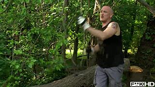 Busty Blonde Babe Pamela Sucks Two Cocks Deep In The Forest!