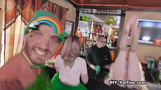 foursome sharing cocks at the irish bar party