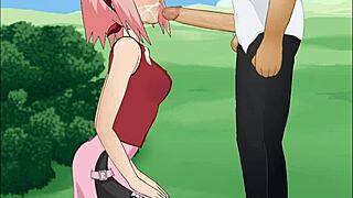 i love how sakura haruno deepthroats in naruto, it's so hot