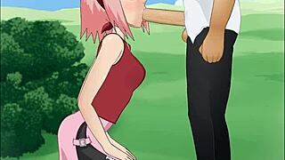 i love how sakura haruno deepthroats in naruto, it's so hot