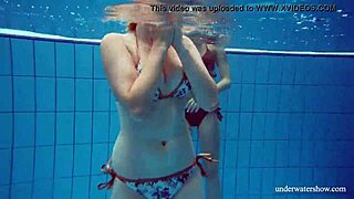 marusia and melisa darkova do underwater striptease in bikini
