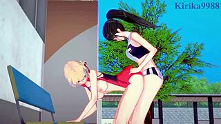 Chisato Nishikigi and Takina Inoue Intense Futanari Sex - Lycoris Recoil Hentai