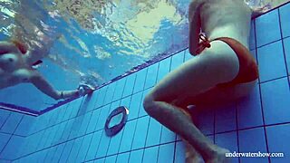 marusia and melisa darkova do underwater striptease in bikini