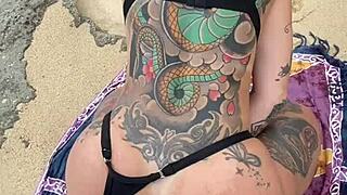 Monster cock fucks latina's tight pussy in public beach anal.