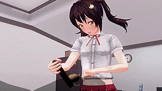 japanese hentai anime sister gets anal teased with edging handjob