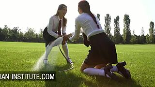 naughty mina and shona in outdoor threesome licking and riding?