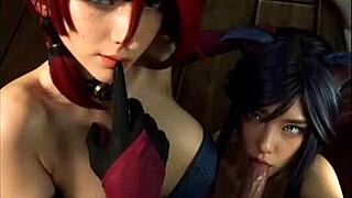 League Of Legends Cosplay: Miss Fortune And Ahri In Uncensored Hentai Action