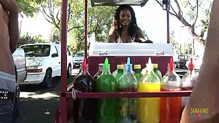 Ebony woman experiences intense activity on the couch leading to climax