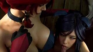 League Of Legends Cosplay: Miss Fortune And Ahri In Uncensored Hentai Action