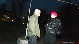 Crazy Pink Hair Milf Grabs Random Dick on Street! 😜