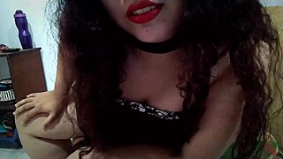 Colombian milf gives jerk off instructions while masturbating