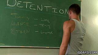 Three Guys Have Anal Sex and Oral with Big Cocks in the Classroom