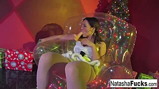Naughty Babe Natasha Nice Masturbates Her Big Tits and Ass on Christmas