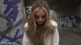 I Fucked Blonde Brit Babe's Shaved Pussy Outdoors in POV