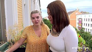 Plump pampering program for marina and natascha under the shower.