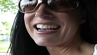 Picked up hot stepmom India Summer for a wild car fuck session