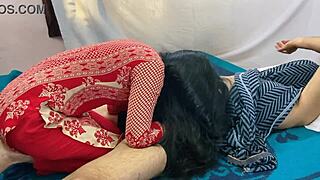 Rahul’s aunty and I shared a bed at night with clear Hindi dirty talk in full HD.