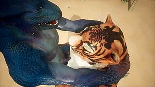 Tiger Makes Lizard Cum Multiple Times!