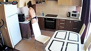The Big Tits BEAUTY CLEANS Kitchen in Stunning Solo Display